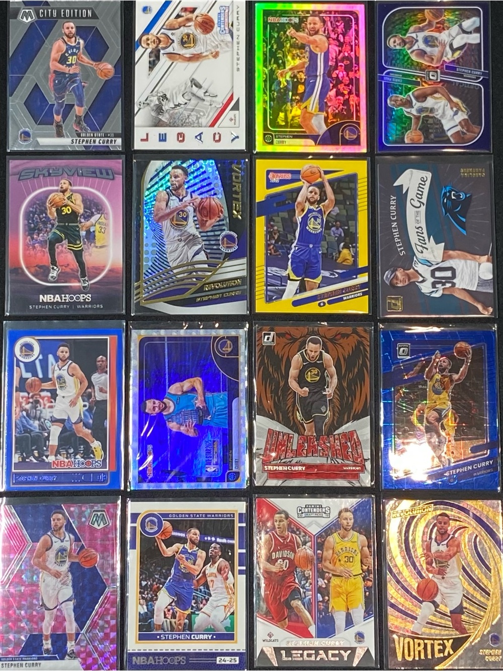 STEPHEN CURRY Golden State Warriors Basketball Card Lot Of 16ea Prizm Donruss